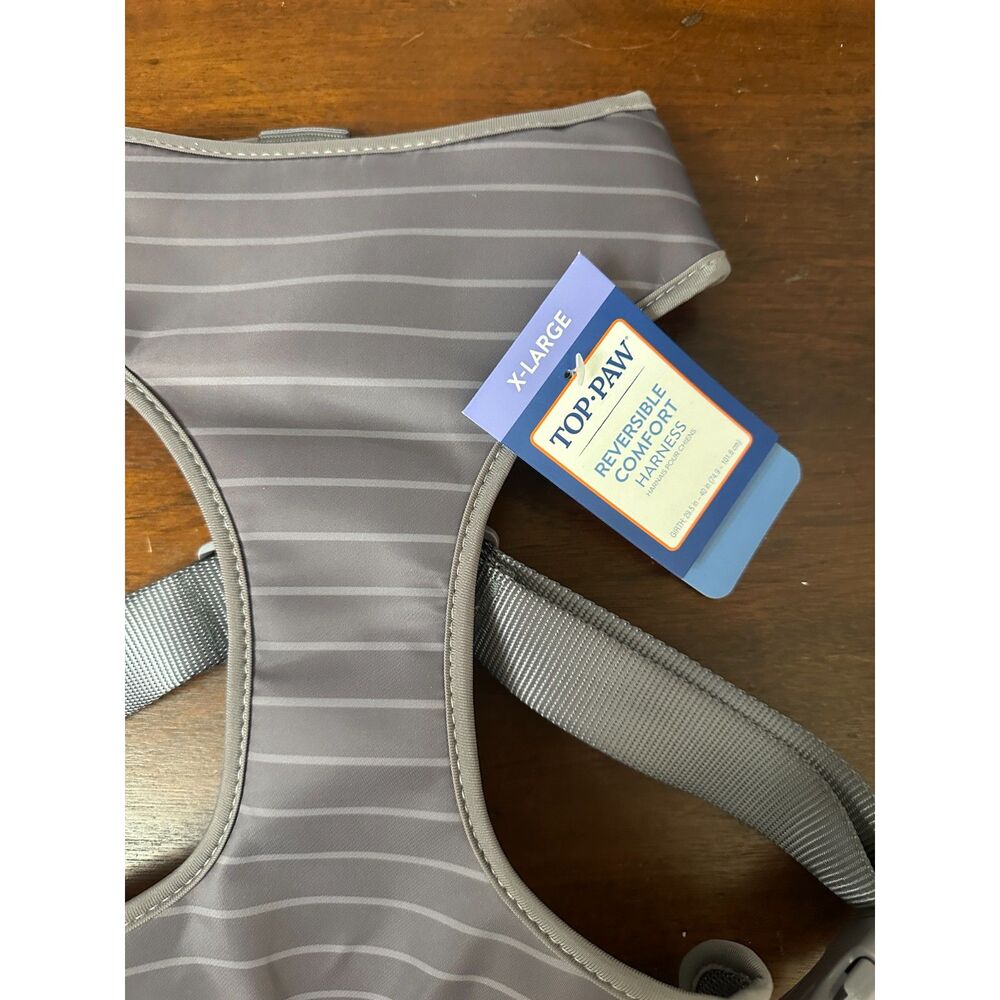 Top Paw Reversible Comfort Dog Harness XL Gray Stripe Adjustable Large Breed NWT